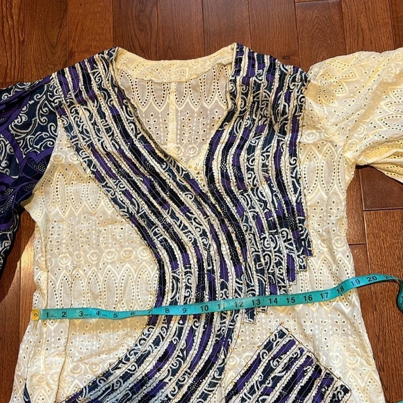 Vintage Style  Cream Lace and Ankara Midi Length Kaftan Size S/M - Picture 7 of 16